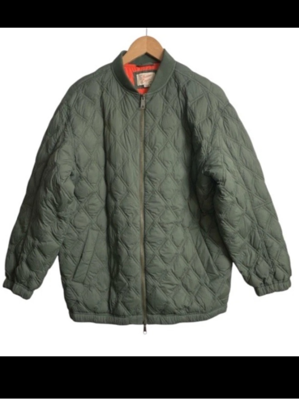 MARINE LAYER Marina Quilted  Down Oversized Bomber Olive Zip Jacket Pockets Sz M - Picture 6 of 15